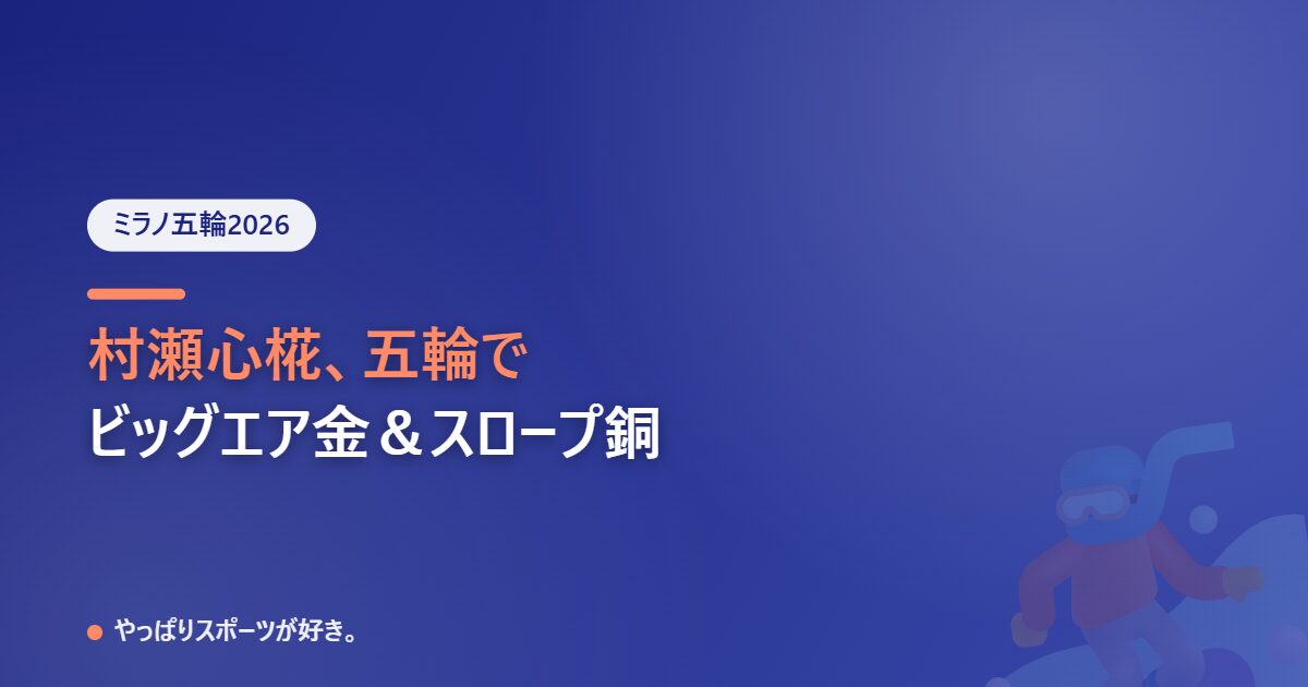 村瀬心椛、ミラノ五輪でビッグエア金・スロープスタイル銅メダル