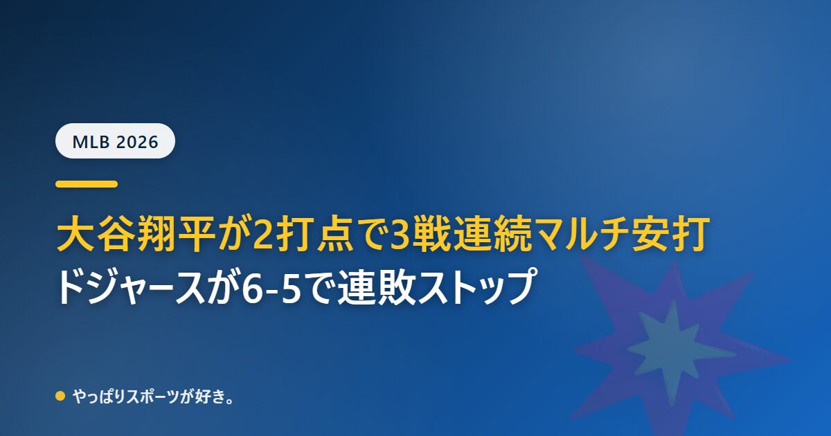 大谷翔平が2点三塁打で3戦連続マルチ安打 ドジャースは6-5でダイヤモンドバックスに競り勝ち連敗ストップ【6/3 ドジャース対Dバックス】